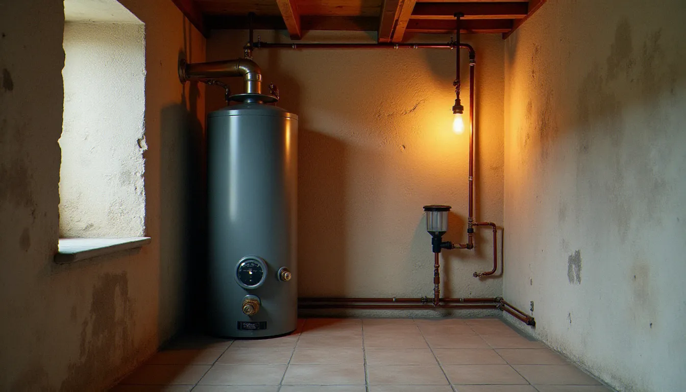 Cuve de fioul domestique dans la chaufferie d'une maison de campagne française, illustrant le prix du fioul domestique et la gestion du chauffage résidentiel