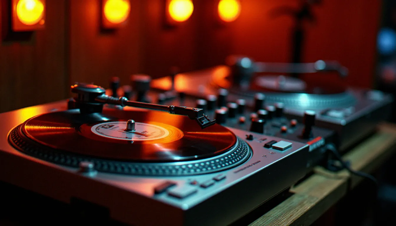 Matériel traditionnel DJ : platines, mixettes et vinyles