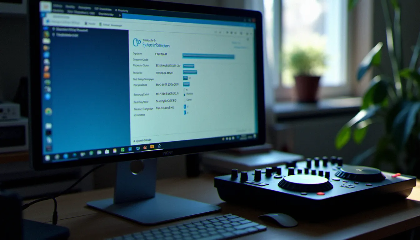 Vérification des spécifications techniques d'un PC compatible avec un logiciel DJ sous Windows