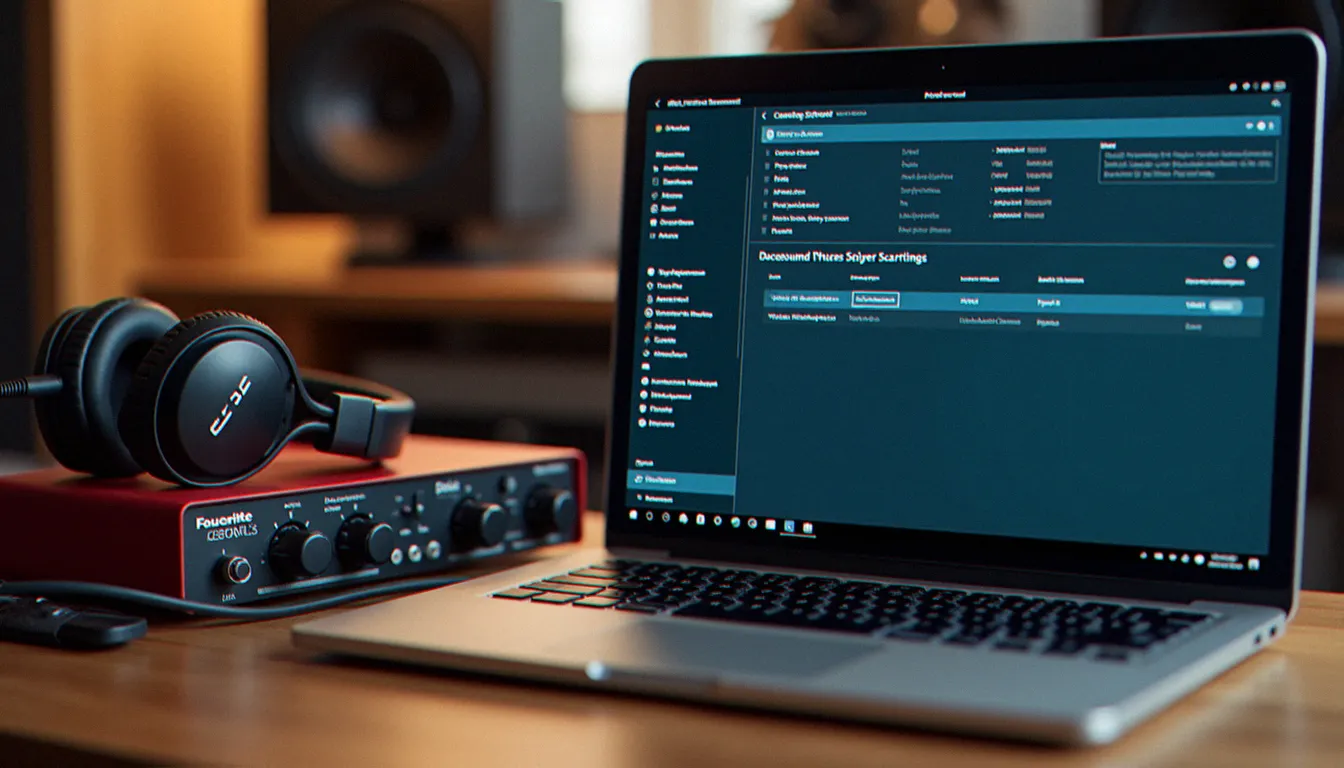 Paramètres du pilote ASIO sur un système d'exploitation Windows connecté à une interface audio professionnelle en studio
